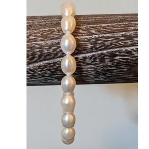 925 Sterling 18 Drop-Shaped Genuine Pearl Bracelet